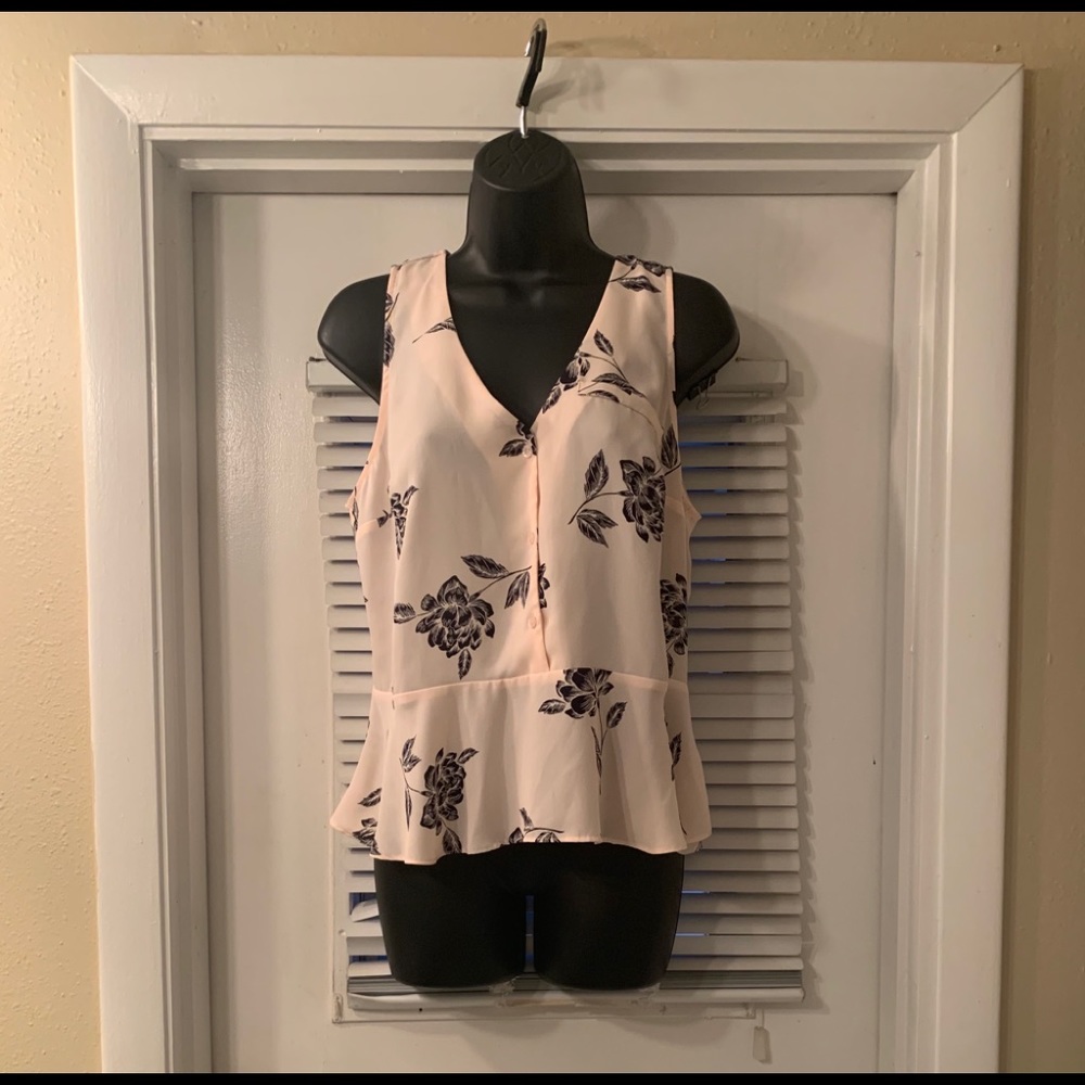 Reduced! Pink and black floral sleeveless top